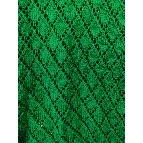 Vintage Green Knit Crochet Sweater Pullover Jumper - Picture 8 of 10